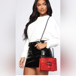 Christina Quilted Bag - Red Red Quilted Chain-Handle Shoulder Bag
